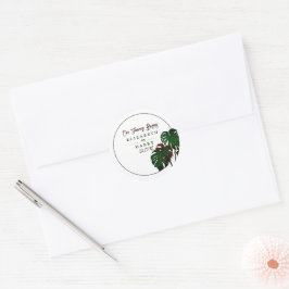 Tropical Monstera Beach Wedding Runder Aufkleber
