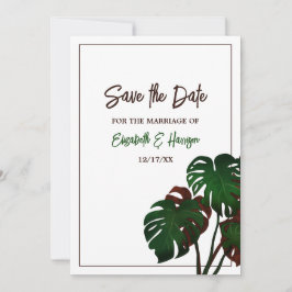 Tropical Monstera Beach Wedding Save The Date