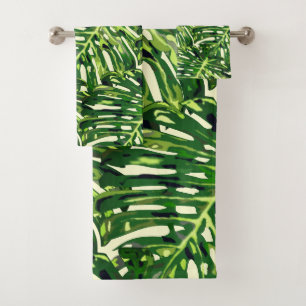 Tropical Monstera Blätter - Exotische Natur Badhandtuch Set