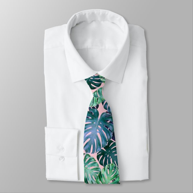 Tropical Monstera Blätter Krawatte (Gebunden)