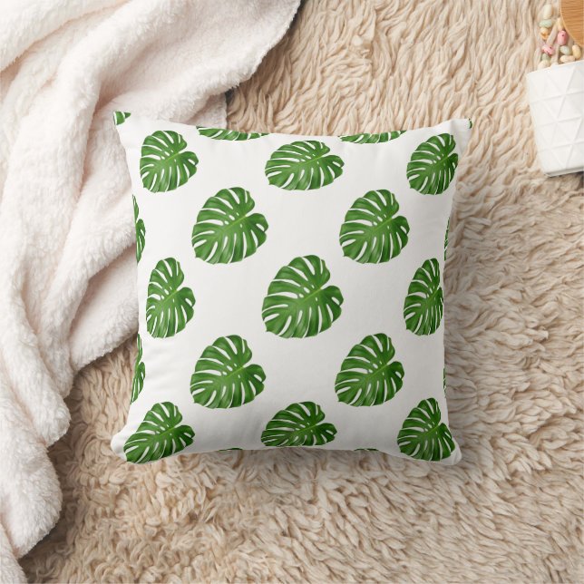 Tropical Monstera Blätter Throw Kissen (Decke)