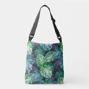 Tropical Monstera Blätter Tragetaschen Mit Langen Trägern