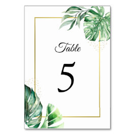 Tropical Monstera Botanicals & Gold | Hochzeit Tischnummer