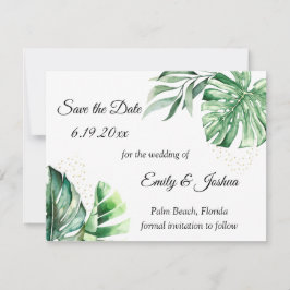Tropical Monstera Botanicals & Gold | Save The Date