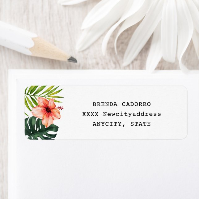 Tropical Monstera Bridal Shower Return Address (Insitu)