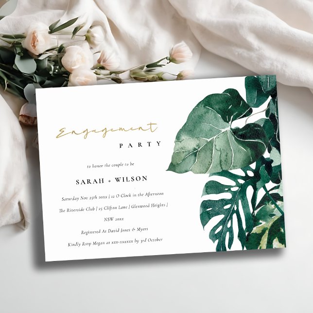 Tropical Monstera Foliage Green Verlobung Einladun Dankeskarte (Von Creator hochgeladen)