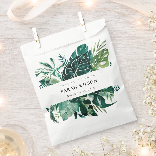 Tropical Monstera Green Foliage Brautparty Geschenktütchen (Ausgeschnitten)