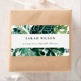 Tropical Monstera Green Foliage Leafy Address Labe