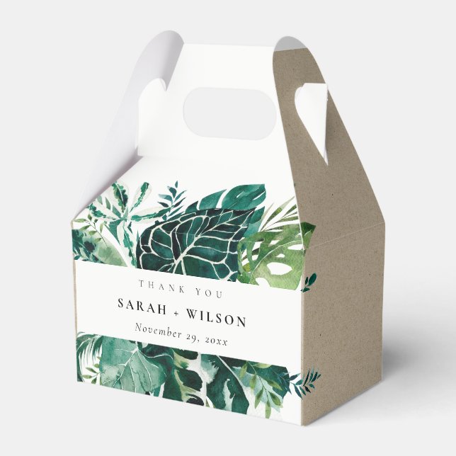 Tropical Monstera Green Foliage Wedding Danke Geschenkschachtel (Vorderseite)