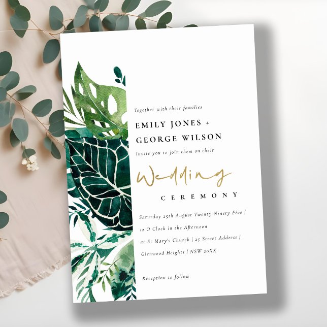 Tropical Monstera Green Foliage Wedding Dankeskarte (Von Creator hochgeladen)