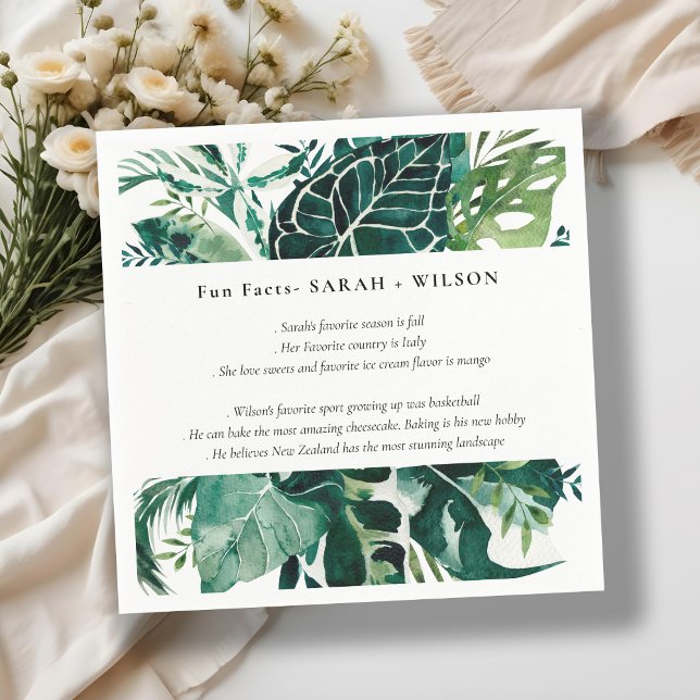 Tropical Monstera Green Foliage Wedding Fun Fakten Serviette (Von Creator hochgeladen)