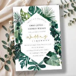 Tropical Monstera Green Hexagonal Wedding Einladun Dankeskarte