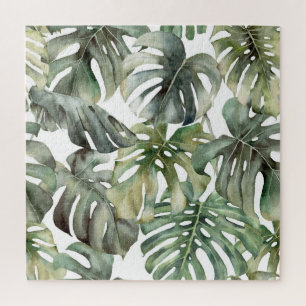 Tropical Monstera Grosse Wasserfarbenmuster