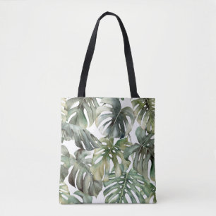 Tropical Monstera Grosse Wasserfarbenmuster Tasche