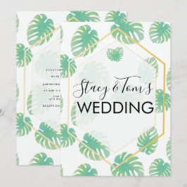 Tropical Monstera Hand Drawn Botanische Hochzeit Einladung