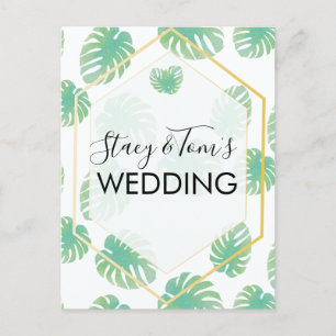 Tropical Monstera Hand Drawn Botany Wedding Postkarte