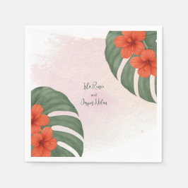 Tropical Monstera & Hibiscus Wedding Serviette