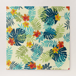 Tropical Monstera Hibiskus Summer Pattern