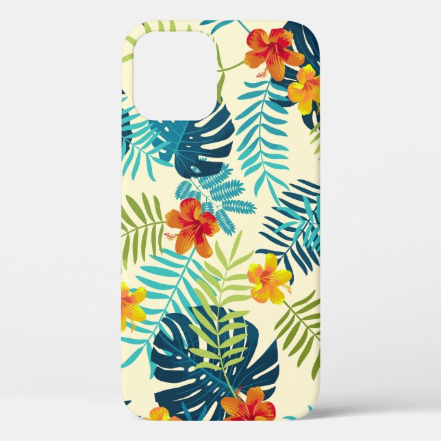 Tropical Monstera Hibiskus Summer Pattern Case-Mate iPhone Hülle (Rückseite)