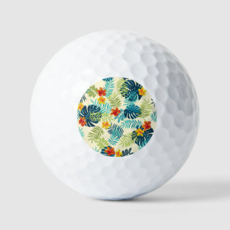 Tropical Monstera Hibiskus Summer Pattern Golfball