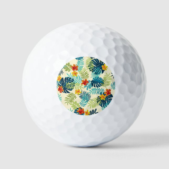 Tropical Monstera Hibiskus Summer Pattern Golfball (Vorderseite)