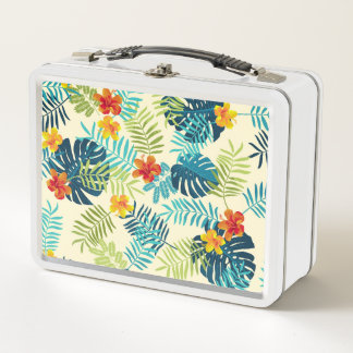 Tropical Monstera Hibiskus Summer Pattern Metall Brotdose
