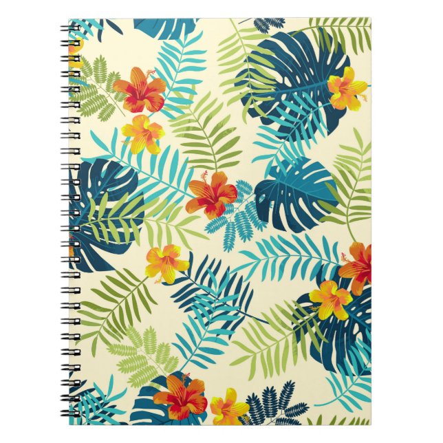 Tropical Monstera Hibiskus Summer Pattern Notizblock (Vorderseite)