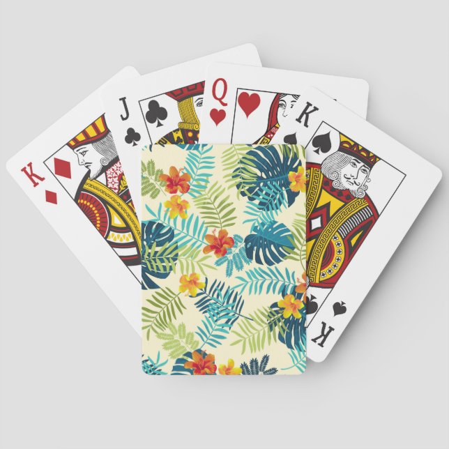 Tropical Monstera Hibiskus Summer Pattern Spielkarten (Rückseite)