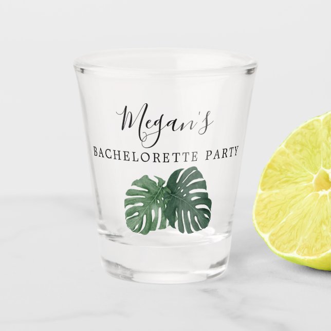 Tropical Monstera Junggeselinnen-Abschied Shot Gla Schnapsglas (Vorderseite)