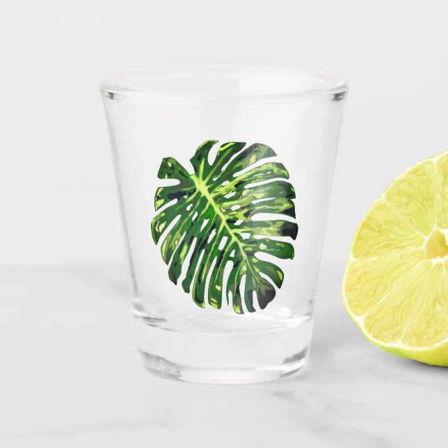 Tropical Monstera Leaf - Exotische Ferien Schnapsglas (Vorderseite)