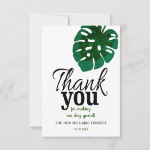 Tropical Monstera Leaf Hochzeit Vielen Dank Dankeskarte