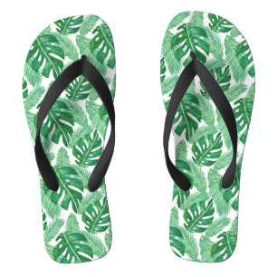 Tropical Monstera Leaf Muster grün und weiß Flip Flops