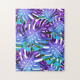 Tropical Monstera Leaf Muster Lila