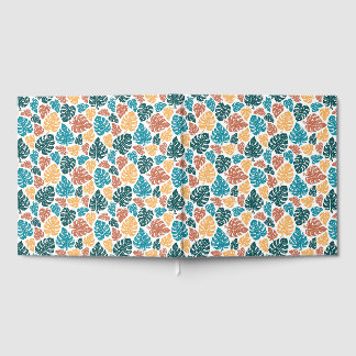 Tropical Monstera Leaf Pattern - farbenfrohe Natur Gästebuch