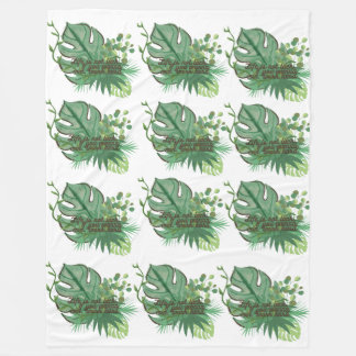 Tropical Monstera Leaf Pattern Fleecedecke