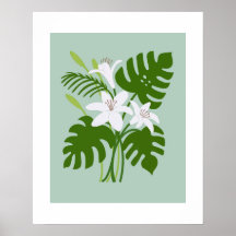 Tropical Monstera Lily Bouquet Poster