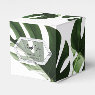 Tropical Monstera Marble Wedding Geschenkschachtel