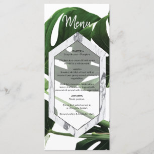 Tropical Monstera Marble Wedding Menükarte