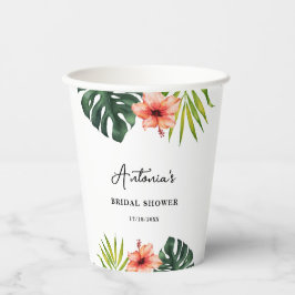 Tropical Monstera Palm Bridal Shower  Pappbecher