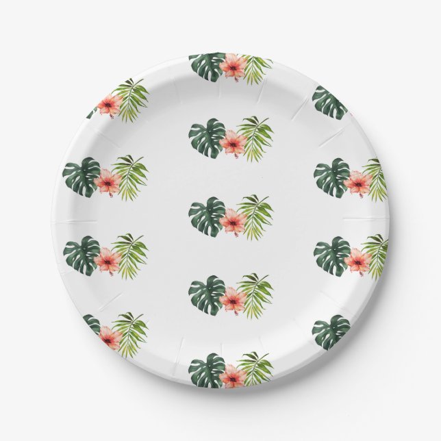 Tropical Monstera Palm Bridal Shower  Pappteller (Vorderseite)