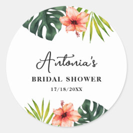 Tropical Monstera Palm Bridal Shower  Runder Aufkleber