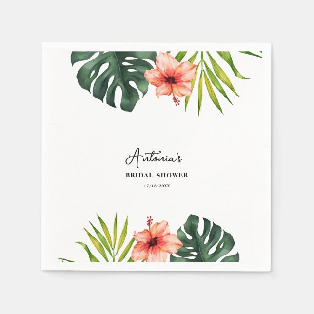 Tropical Monstera Palm Bridal Shower  Serviette (Vorderseite)