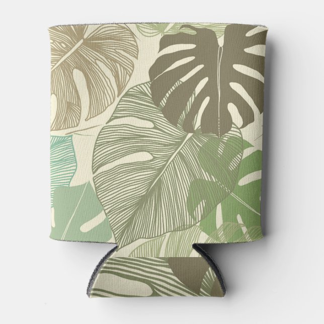 Tropical Monstera Retro HandGezeichnet Muster Dosenkühler (Vorderseite)