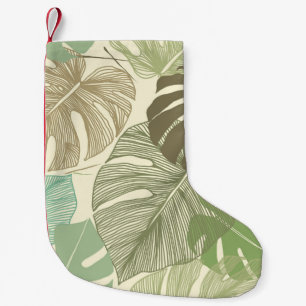 Tropical Monstera Retro HandGezeichnet Muster Kleiner Weihnachtsstrumpf