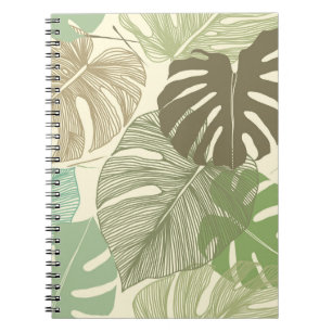 Tropical Monstera Retro HandGezeichnet Muster Notizblock