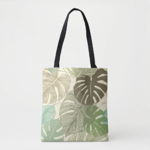 Tropical Monstera Retro HandGezeichnet Muster Tasche