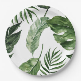 Tropical Monstera Sommerstrand Elegante Hochzeit Pappteller