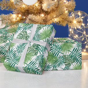 Tropical Monstera und Palm Blätter Geschenkpapier