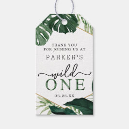 Tropical Monstera Wild One Birthday Favor Tag Geschenkanhänger