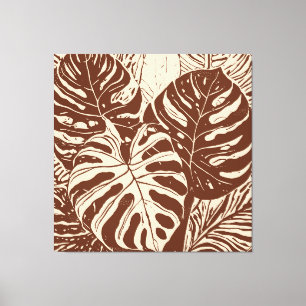 Tropical Monstero Linocut Art Art Leinwanddruck
